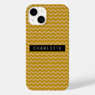 Zigzag Mustard Gold Pattern Personalised Case-Mate iPhone 14 Case