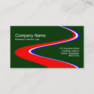 ZigZag Path - Red, White and Blue on Dark Green Business Card