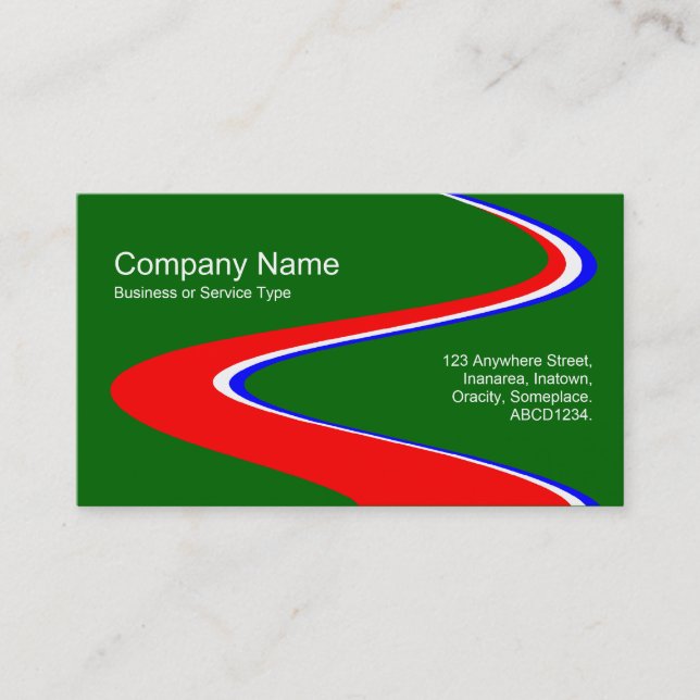 ZigZag Path - Red, White and Blue - On Green Business Card (Front)