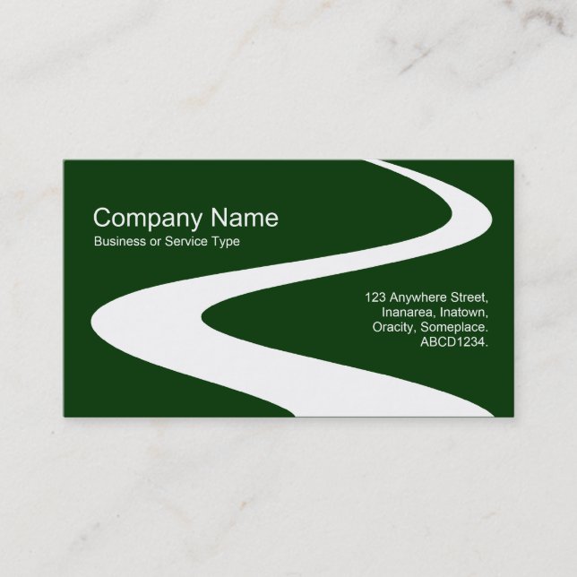 ZigZag Path - White on Dark Green 003300 Business Card (Front)