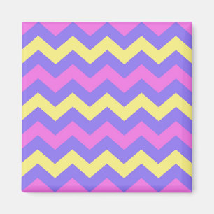 Zigzag patroon (geel, paars en roze) magnet