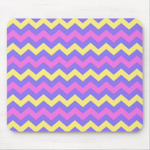 Zigzag patroon (geel, paars en roze) mouse mat