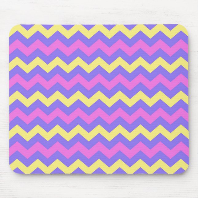 Zigzag patroon (geel, paars en roze) mouse mat (Front)