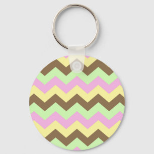 Zigzag patroon (groen, roze, geel en bruin) key ring
