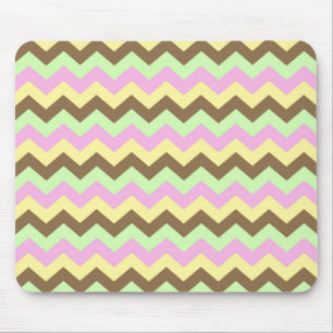 Zigzag patroon (groen, roze, geel en bruin) mouse mat