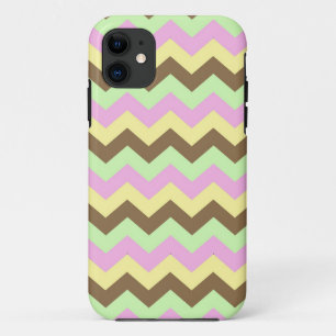 Zigzag patroon (roze, groen, geel en bruin) iPhone 11 case