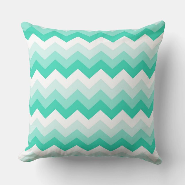 Zigzag patroon (turquoise, wit en groen) cushion (Front)