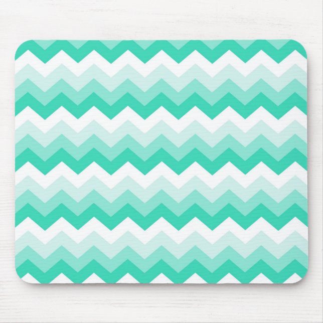 Zigzag patroon (turquoise, wit en groen) mouse mat (Front)