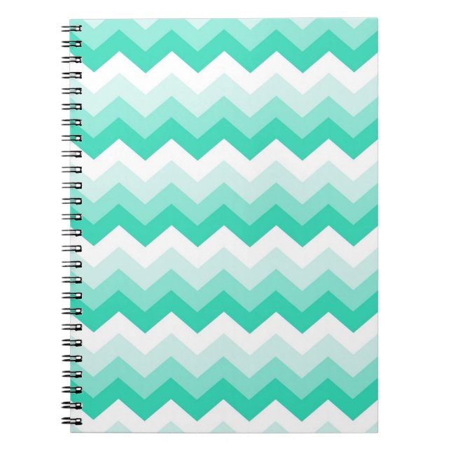 Zigzag patroon (turquoise, wit en groen) notebook (Front)