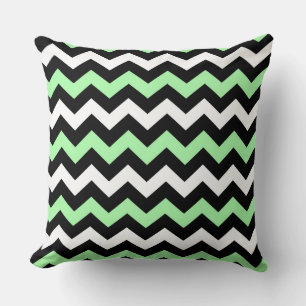 Zigzag patroon (zwart, groen, wit) cushion