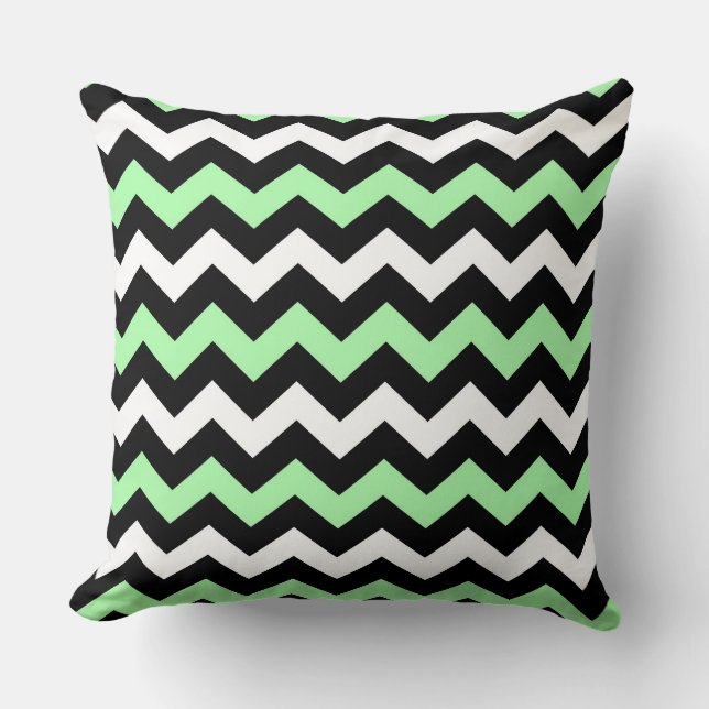 Zigzag patroon (zwart, groen, wit) cushion (Front)