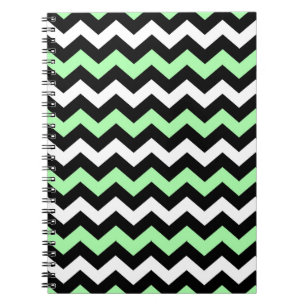 Zigzag patroon (zwart, groen, wit) notebook
