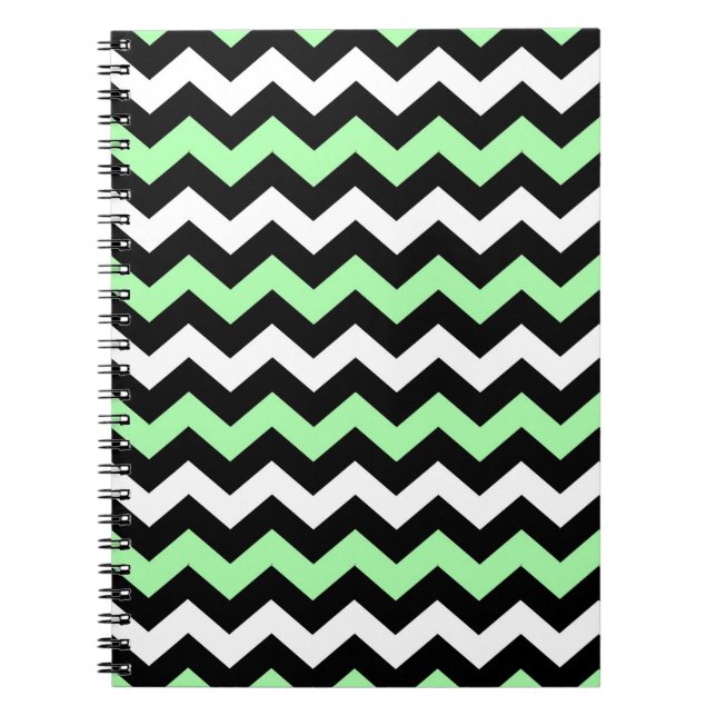 Zigzag patroon (zwart, groen, wit) notebook (Front)