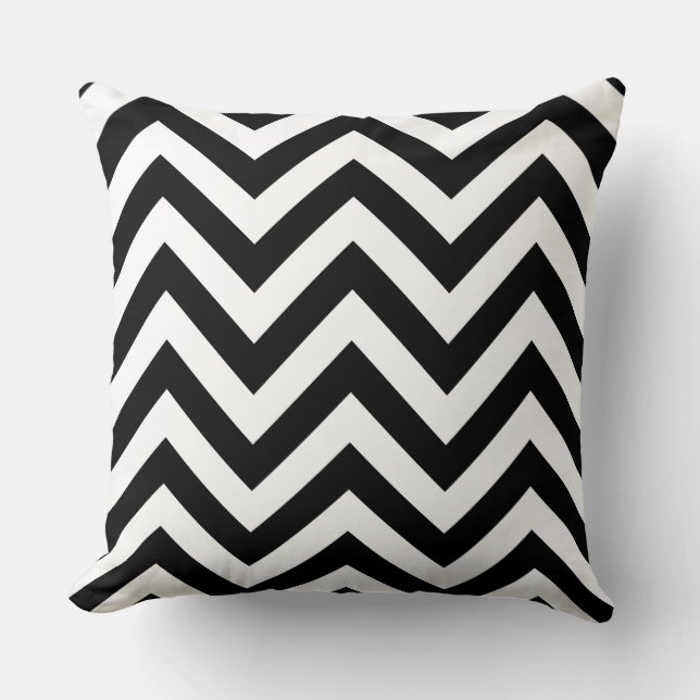 Zigzag Pattern Black & White Cushion (Front)