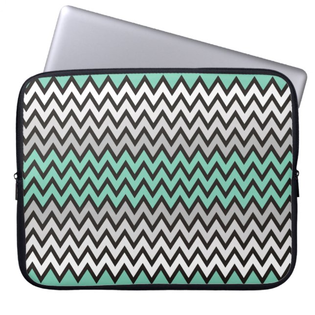 ZIGZAG pattern - black white grey + your idea Laptop Sleeve (Front)