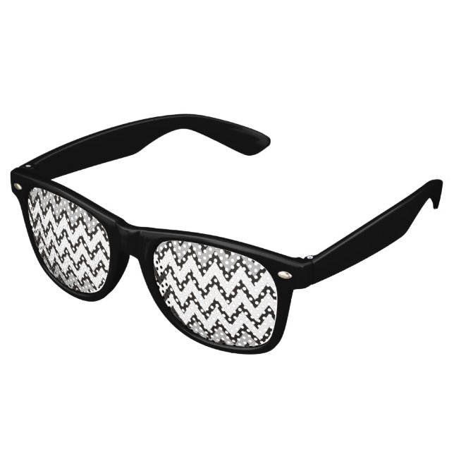 ZIGZAG pattern - black white grey + your idea Retro Sunglasses (Angled)
