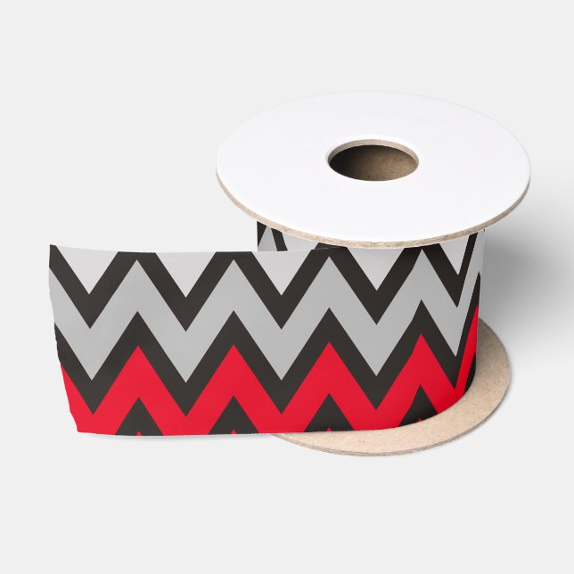 ZIGZAG pattern - black white grey + your idea Satin Ribbon (Spool)