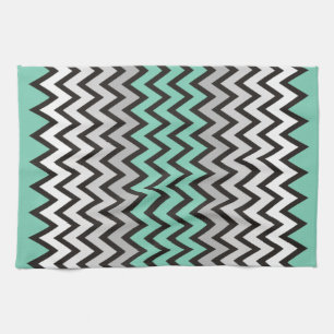 ZIGZAG pattern - black white grey + your idea Tea Towel