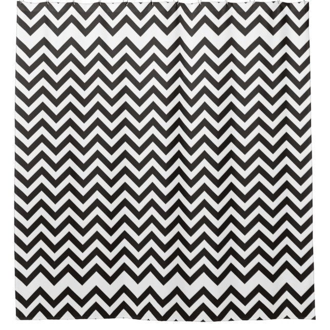 ZIGZAG pattern - black + your background & ideas Shower Curtain (Front)