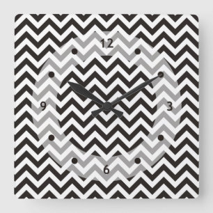 ZIGZAG pattern - black + your background & ideas Square Wall Clock