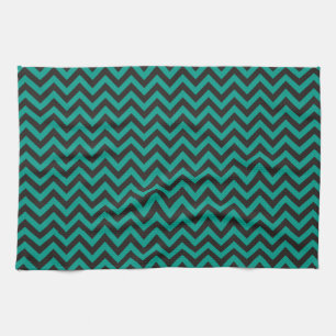 ZIGZAG pattern - black + your background & ideas Tea Towel