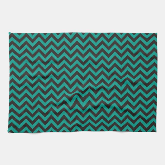 ZIGZAG pattern - black + your background & ideas Tea Towel (Horizontal)