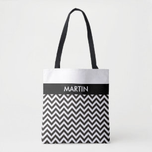 ZIGZAG pattern - black + your background & ideas Tote Bag