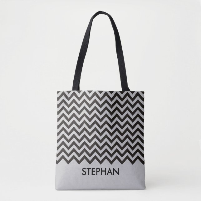ZIGZAG pattern - black + your background & ideas Tote Bag (Front)