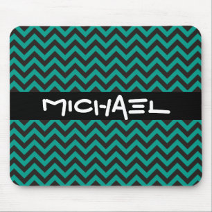ZIGZAG pattern - black + your background & text Mouse Mat