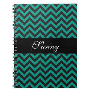 ZIGZAG pattern - black + your background & text Notebook