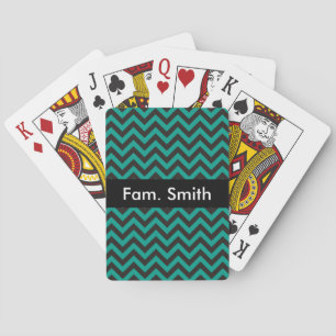 ZIGZAG pattern - black + your background & text Playing Cards