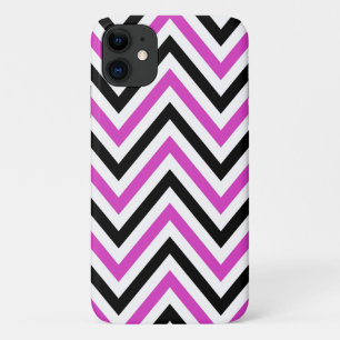 Zigzag Pattern, Chevron Pattern, Pink, Black iPhone 11 Case