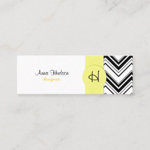 Zigzag Pattern, Chevron Pattern - White Black Mini Business Card