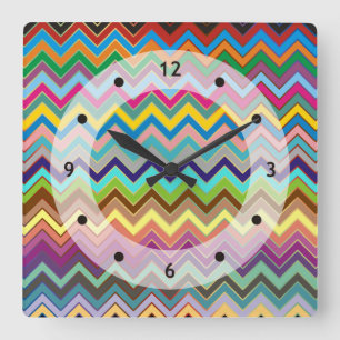 ZIGZAG pattern - colored + your ideas Square Wall Clock