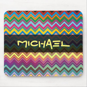 ZIGZAG pattern - colored + your text Mouse Mat