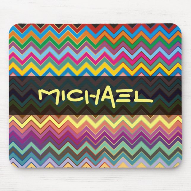 ZIGZAG pattern - colored + your text Mouse Mat (Front)