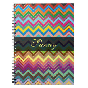 ZIGZAG pattern - colored + your text Notebook