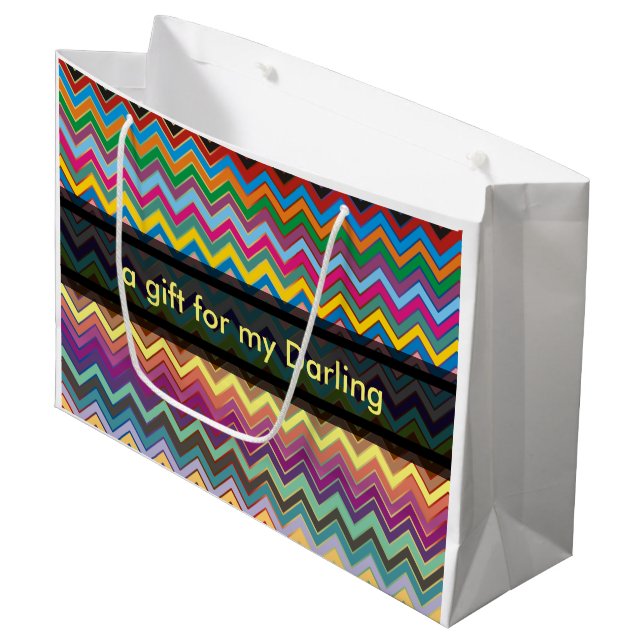 ZIGZAG pattern - coloured + your ideas Large Gift Bag (Front Angled)