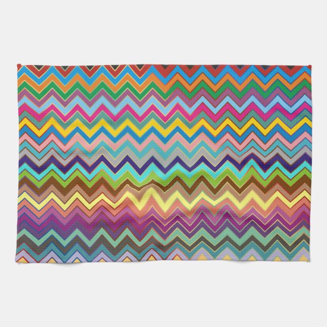 ZIGZAG pattern - coloured + your ideas Tea Towel (Horizontal)