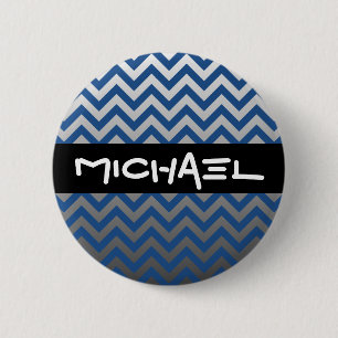 ZIGZAG pattern - grey gradients + your backgr. 6 Cm Round Badge