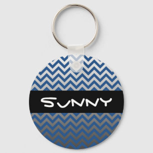 ZIGZAG pattern - grey gradients + your backgr. Key Ring