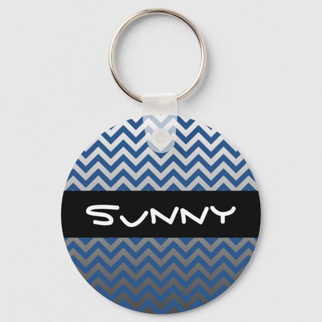 ZIGZAG pattern - grey gradients + your backgr. Key Ring (Front)