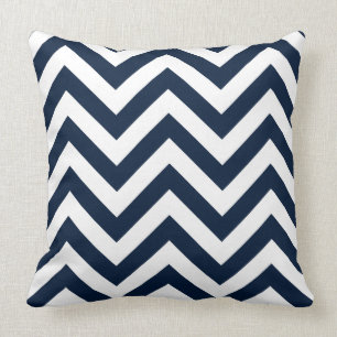 Zigzag Pattern Navy Blue & White Cushion