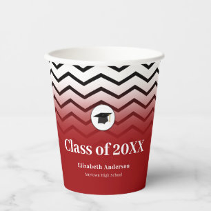Zigzag Pattern Red Graduation Paper Cups