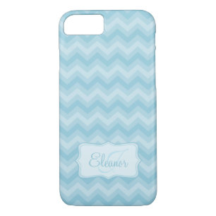 Zigzag patterned blue name initial iphone case