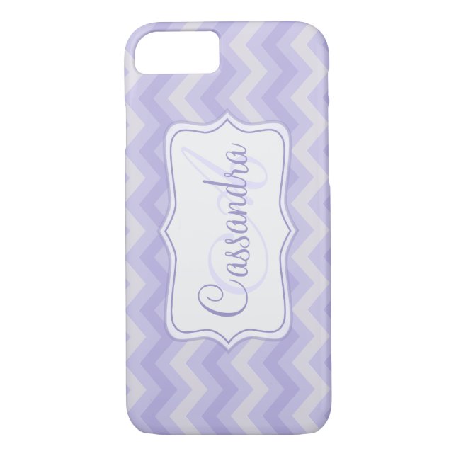 Zigzag patterned purple name initial iphone case (Back)