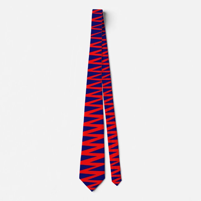 Zigzag - Red on Dark Blue 000066 Tie (Front)