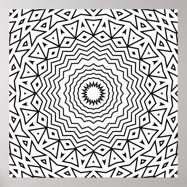 Zigzag Ring Mandala with Triangle Pattern Detail Poster (Front)