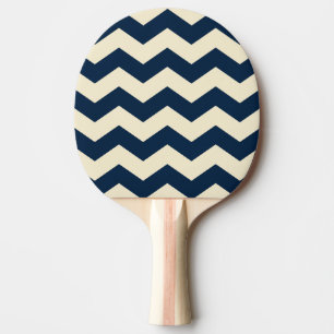 Zigzag Stripe Deep Sea Blue Colour Ping Pong Paddle