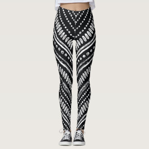 Zigzag Stripes: Hand Drawn Ethnic Leggings